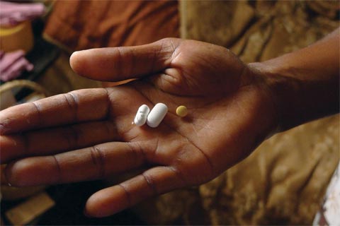 Testing a patient at an HIV clinic in Soweto, South Africa.