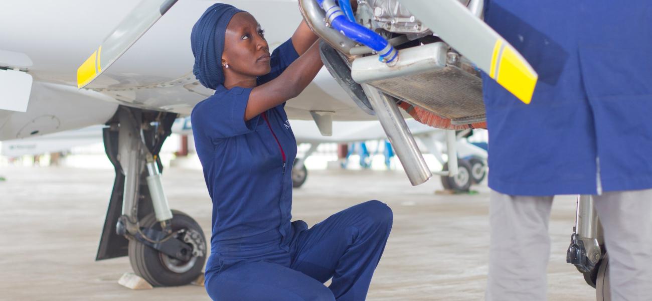 A young aviation student at Kwara State's aviation college in Nigeria.