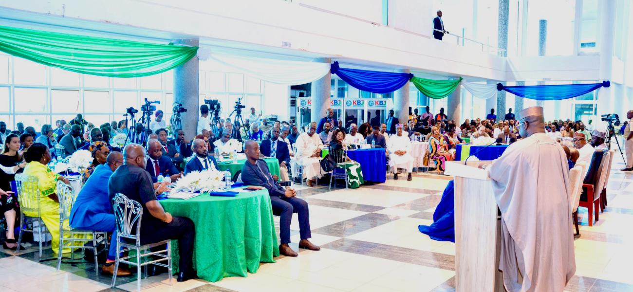 Sierra Leone President Julius Maada Bio delivers the keynote address at the inaugural African regional conference on Autonomous Weapons Systems.