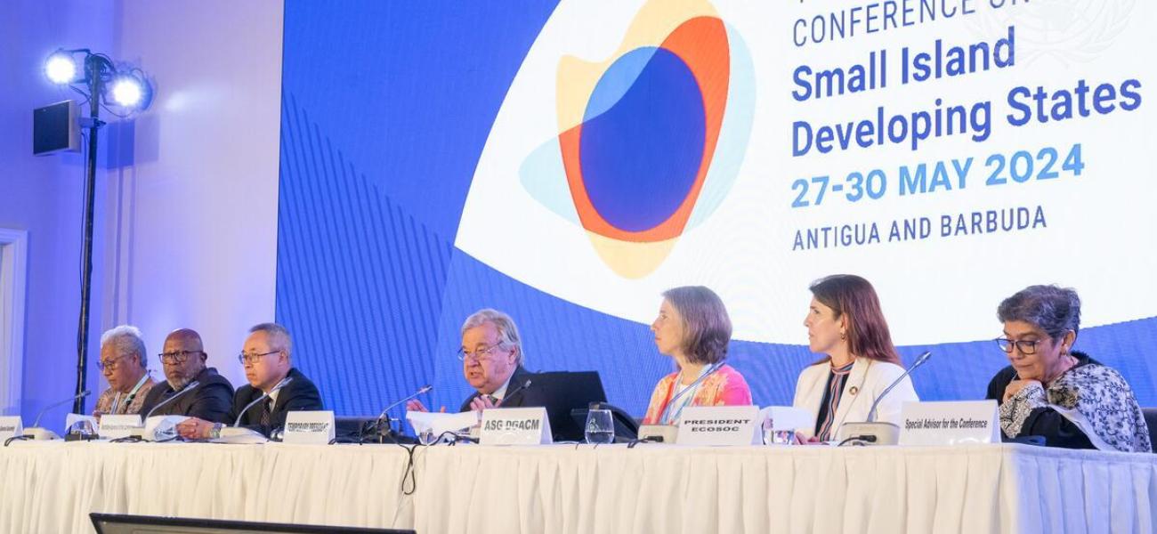 Secretary-General António Guterres (centre) attends the official opening of the fourth International Conference on Small Island Developing States (SIDS4).