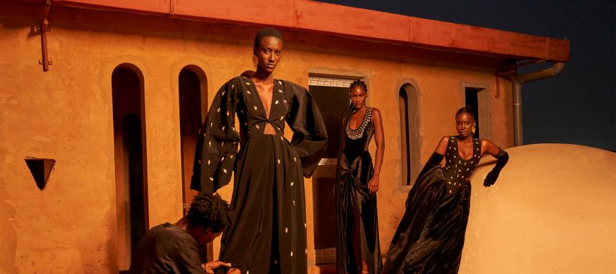 Designer Sarah Diouf, with some of her Tongoro Couture designs. 