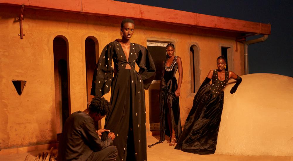 Designer Sarah Diouf, with some of her Tongoro Couture designs. 