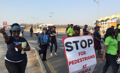 Pedestrians First activists in Lusaka on early morning walk to advocate for safer walkways and zebra