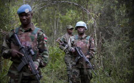 Elements of the Malawi contingent of the Intervention Brigade on a joint patrol with Government forces in the Democratic Republic of the Congo (DRC). UN Photo/Sylvain Liechti
