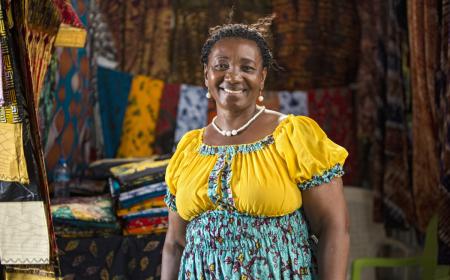 Betty Mtehemu, Deputy Chairperson of Fabric Clothes Sector, and Chairperson of the Women’s Union in Dar es Salaam’s Mchikichini Market.