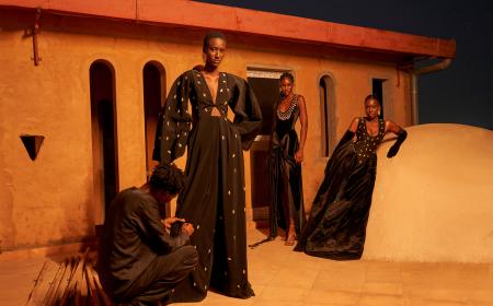 Designer Sarah Diouf, with some of her Tongoro Couture designs. 