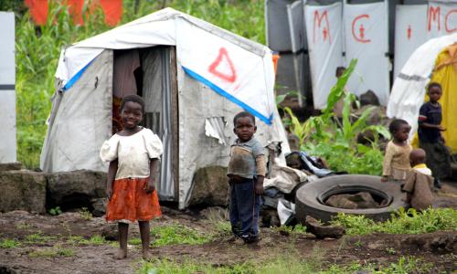 Children at a displacement camp in Goma, North Kivu, Democratic Republic of the Congo (DRC). Photo: OCHA/Naomi Frerotte
