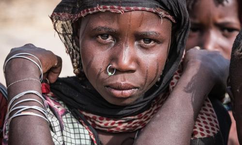 A girl displaced with her family by Boko Haram insurgents from their home on an island in Lake Chad, in Melea village, Lake Region, Chad. Photo: UNICEF/Sokhin