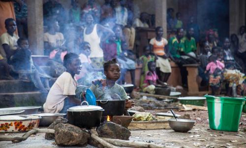 Displaced people shelter on the grounds of a church in Bossangoa. Until recently, religious institutions were considered safe havens for people fleeing conflict in the Central African Republic. Photo: UNHCR/B. Heger