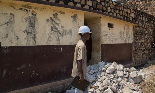 Inspection of rehabilitation work being undertaken by MINUSCA at the Ngaragba prison in Bangui, the Central African Republic (CAR) capital.