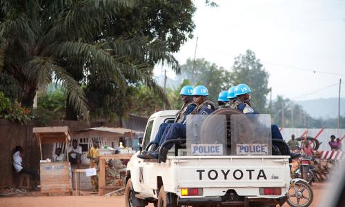 MINUSCA, the UN Multidimensional Integrated Stabilization Mission in the Central African Republic (CAR), on patrol in the capital Bangui. UN Photo/Catianne Tijerina
