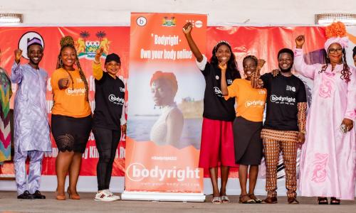 Dr. Isata Bendu Mahoi (second from left) joined the #Bodyright campaign, a call for enhanced security against online digital violence.