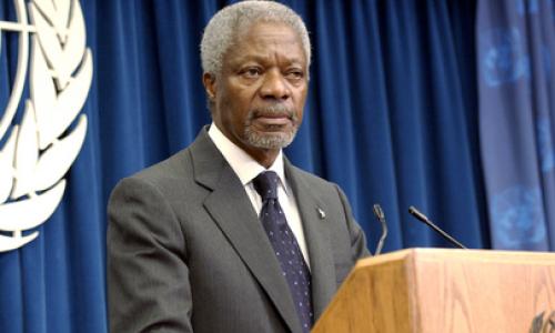 Secretary-General Kofi Annan answers journalists' questions on his proposals to reform the UN, presented to the General Assembly on 16 July.