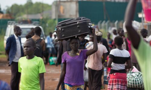 Refugees from South Sudan arrive at a UNHCR collection centre on the South Sudan border in Egelo, Uganda.  © UNHCR/Will Swanson
