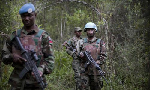 Elements of the Malawi contingent of the Intervention Brigade on a joint patrol with Government forces in the Democratic Republic of the Congo (DRC). UN Photo/Sylvain Liechti