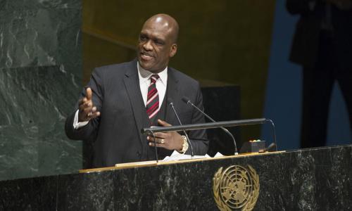 General Assembly President John W. Ashe closes the 68th session of the Assembly in the newly-renovated Hall. UN Photo/Eskinder Debebe