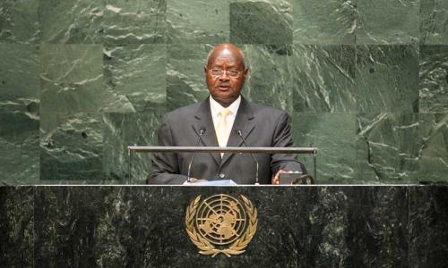 Yoweri Kaguta Museveni, President of the Republic of Uganda, addresses the general debate of the sixty-ninth session of the General Assembly. UN Photo/Cia Pak