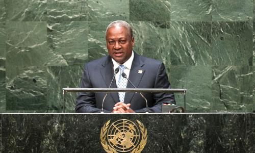 President John Dramani Mahama of Ghana addresses the General Assembly. UN Photo/Cia Pak