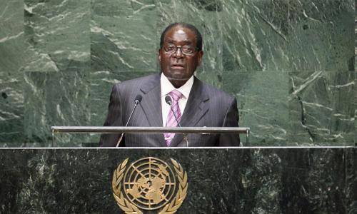 President Robert Mugabe of the Republic of Zimbabwe addresses the General Assembly. UN Photo/Cia Pak