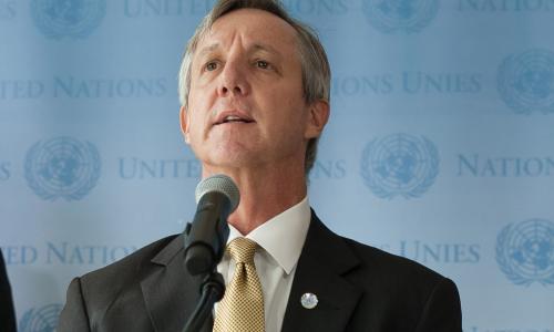 On the eve of his departure for Ghana to begin work at the helm of the UN's new Mission for Ebola Emergency Response (UNMEER), mission chief Anthony Banbury speaks with the UN press corps in New York. UN Photo/Yubi Hoffmann