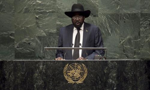 President Salva Kiir of South Sudan addresses the General Assembly. UN Photo/Cia Pak
