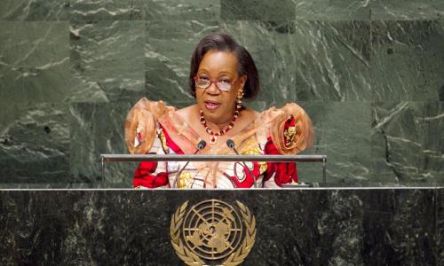 Catherine Samba-Panza, Interim President of the Central African Republic, addresses the General Assembly. UN Photo/Cia Pak