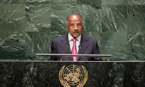 Foreign Minister Osman Mohammed Saleh of Eritrea addresses the General Assembly. UN Photo/Kim Haughton