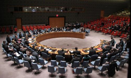 A wide view of the Security Council in session.