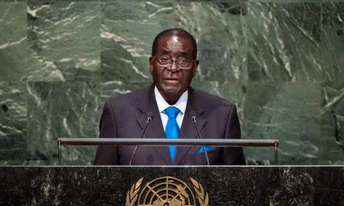 President Robert Mugabe of Zimbabwe addresses the general debate of the General Assembly’s seventieth session. UN Photo/Amanda Voisard