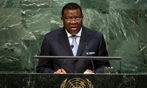 President Hage Geingob of Namibia addresses the general debate of the General Assembly’s seventieth session. UN Photo/Cia Pak