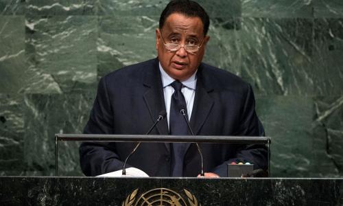 Le Ministre des affaires étrangères du Soudan, Ibrahim Ahmed Ghandour, devant l’Assemblée générale. Photo ONU/Cia Pak