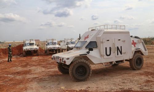 A Senegalese Quick Reaction Force (QRF) in Bangui, Central African Republic, to bolster forces of the UN Multidimensional Integrated Stabilization Mission in the Central African Republic (MINUSCA). UN Photo/Nektarios Markogiannis