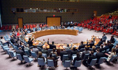The Security Council unanimously adopts resolution 2288 (2016), lifting sanctions on Liberia. UN Photo/Manuel Elias