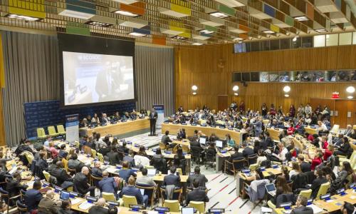 Wide view of the opening session of the 6th UN Economic and Social Council (ECOSOC) Youth Forum. UN Photo/Rick Bajornas