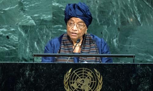 President Ellen Johnson Sirleaf of the Republic of Liberia addresses the General Assembly’s annual general debate. UN Photo/Cia Pak