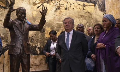 The statue of Nelson Mandela gifted to the UN by South Africa.