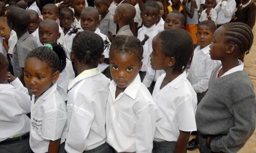 First day at school at the JP Brand School in Utuseb, Namibia. Photo: AMO/Graeme Williams