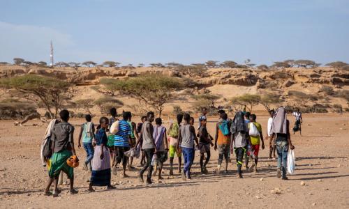 Crédits Photo: Olivia Headon/OIM.  Des Ethiopiens arrivant à Obock, à Djibouti