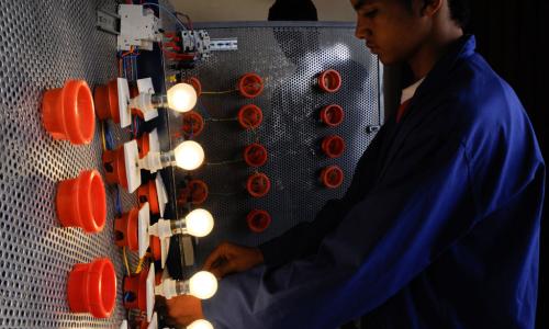 A young man at a vocational education and training centre, participating in the World Bank’s National Initiative for Human Development Support Project (INDH). Photo: Dana Smillie/World Bank