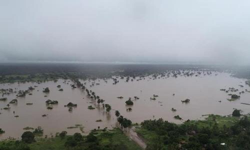 Aerial view of Mozambique affected by floods due to the tropical cyclone Idai
