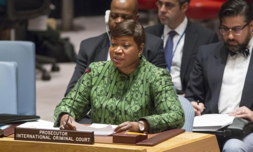 Fatou Bensouda, Prosecutor of the International Criminal Court (ICC), briefs the Security Council at its meeting on the situation in Darfur, Sudan. UN Photo/Loey Felipe