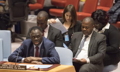 Michel Kafando, Mjumbe Maalum wa Katibu Mkuu wa Umoja wa Mataifa kuhus Burundi akihutubia Baraza la Usalama.Michel Kafando, Mjumbe Maalum wa Katibu Mkuu wa Umoja wa Mataifa kuhus Burundi akihutubia Baraza la Usalama. Picha: UN /Eskinder Debebe