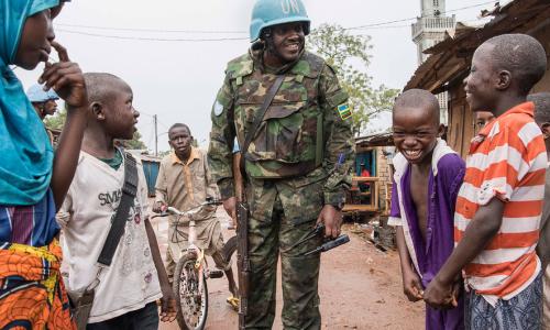 UN peacekeepers patrol the PK5 neighborhood of Bangui, the capital of the Central African Republic