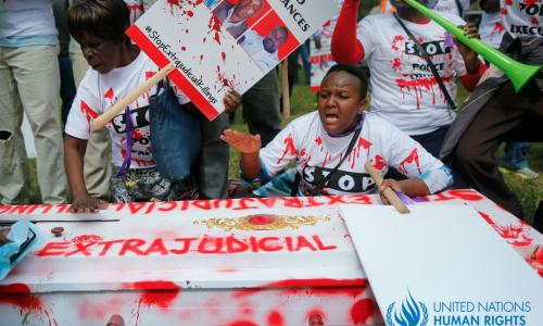 Protesters calling for justice for the deaths of  human rights lawyer Willie Kimani, his client Josphat Mwenda, and their taxi driver, Joseph Muirur. Photo: OHCHR