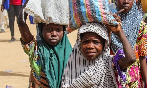 Children at an internally displaced persons camp in Maiduguri, Borno State, Nigeria.