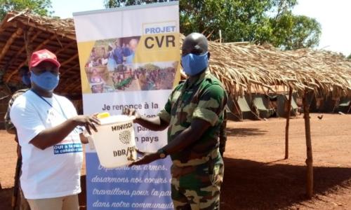 Handwashing station in Bria, CAR. Part of a CVR programme run by MINUSCA