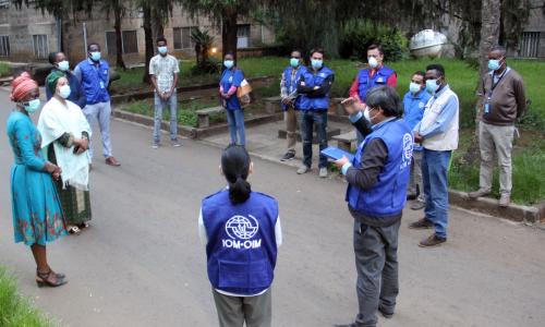 Dr. Ergogie Tesfaye, Minister of Labour and Social Affairs, UN Resident Coordinator, Dr. Catherine Sozi, joined IOM Chief of Mission and Representative to AU, UNECA and IGAD, Maureen Achieng, on a visit to Addis Ababa University’s Sidist Kilo campus quara