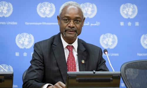 Crédits Photo: ONU/Manuel Elias.  Ibrahim Thiaw, Conseiller spécial du Secrétaire général pour le Sahel lors d’une conférence de presse au siège de l'ONU le 20 décembre 2018.