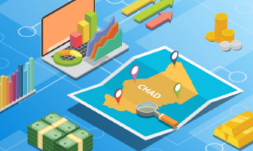 Graphic that shows map of Chad, with economic and industrial indicators.