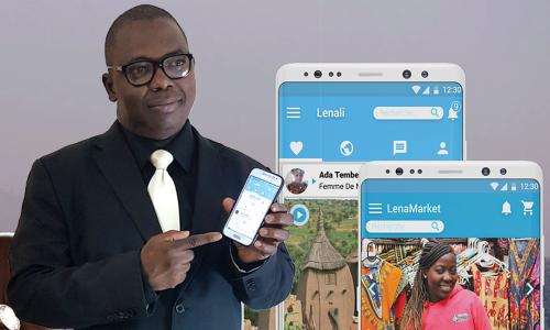 Mamadou Gouro Sidibé displays the Lenali app. 